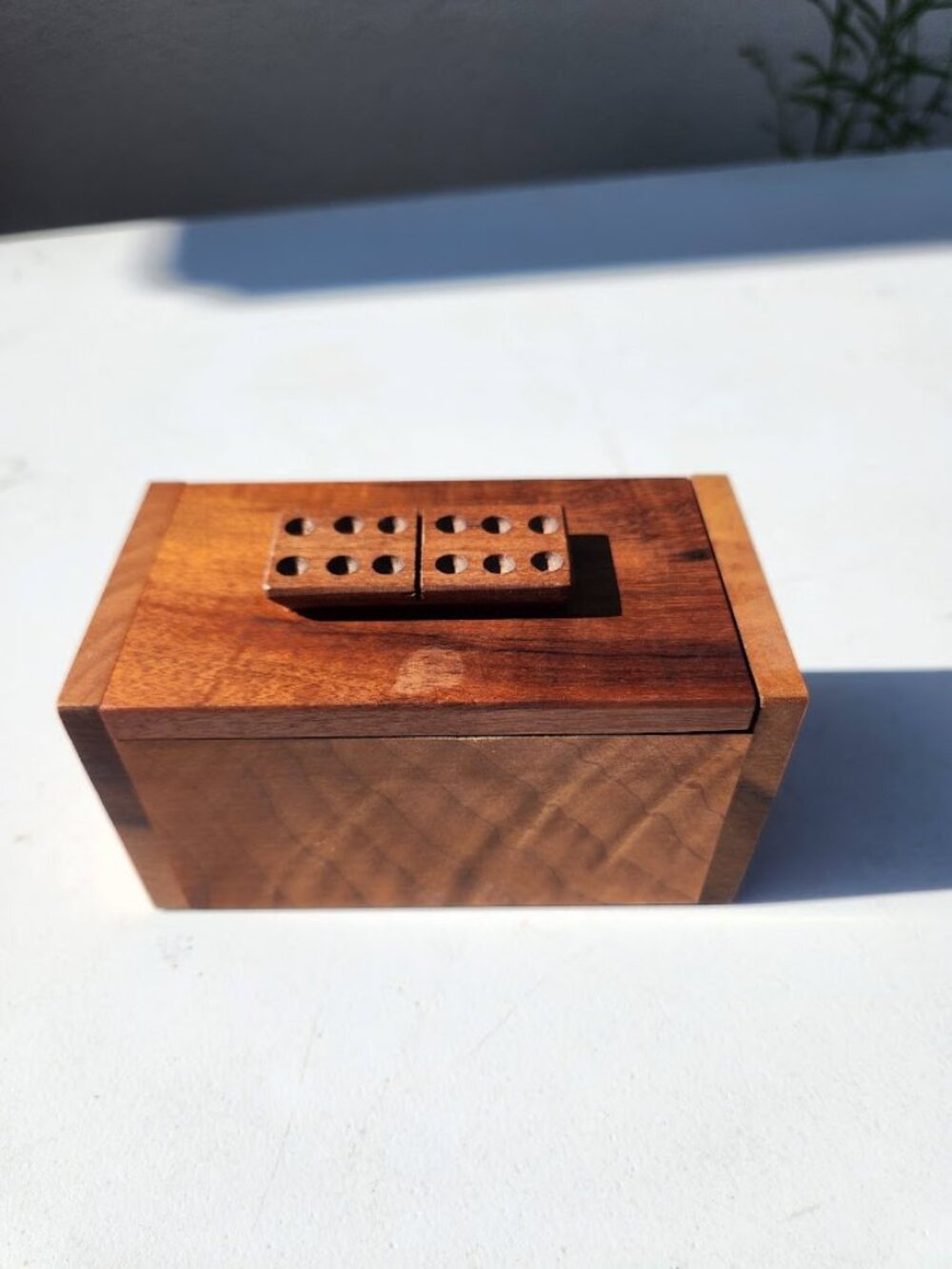 Vintage Small Handcrafted Wooden Box Domino Game Set with 24 Dominos Tiles Trink